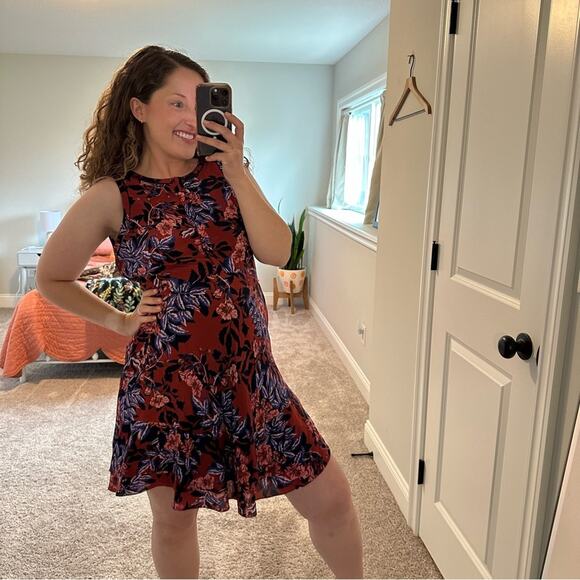 Rebecca Taylor Blue Red Floral Silk Mini Dress 4 - Picture 4 of 16